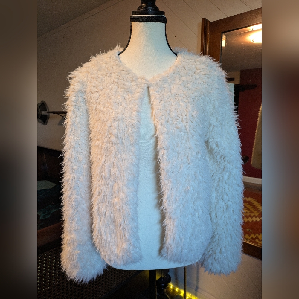 Women's White Fuzzy Jacket
